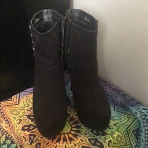 Bakers black platform booties with rhinestones